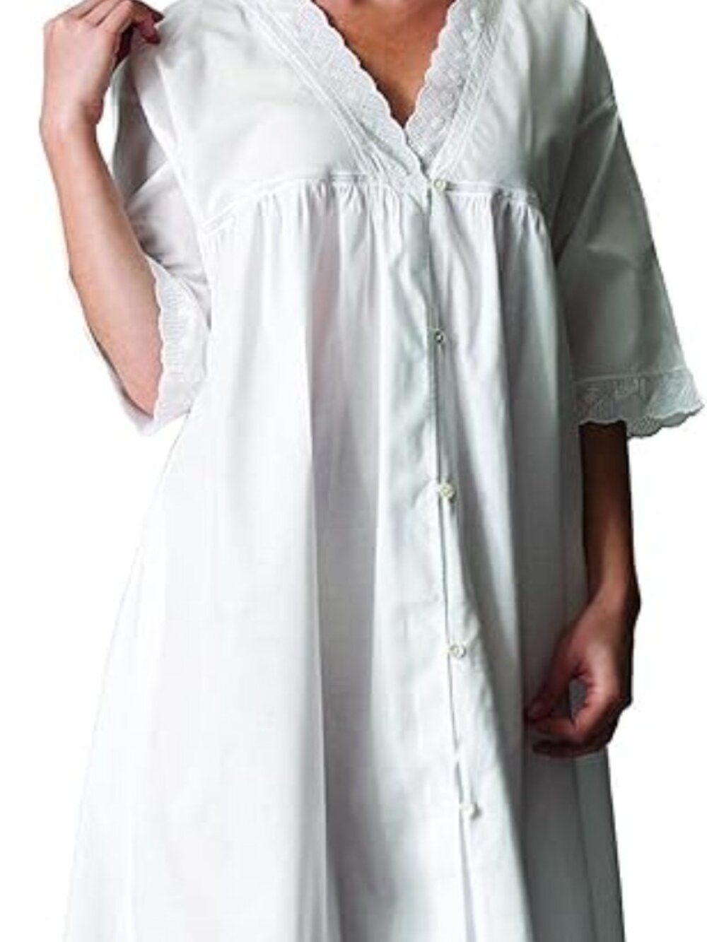 100% Cotton Nightgown Oversized Small White Button Down Dress Thea